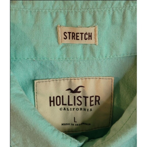 Hollister Mens Baby Blue Short Sleeve Button Shirt, Stretch, Large - Picture 5 of 5
